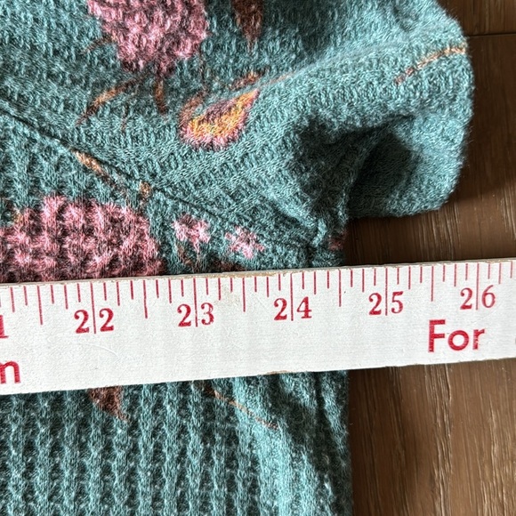 TORRID Womens 3X Waffle knit Top Shirt Green Floral Crew Neck cottagecore Cotton - Picture 7 of 9